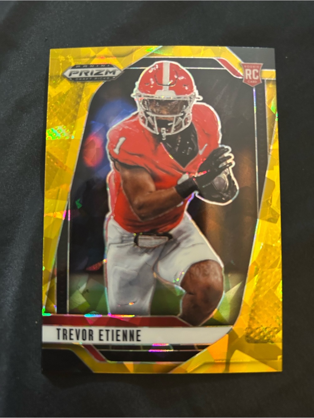 Panini Prizm Trevor Etienne Gold and Red RC Card